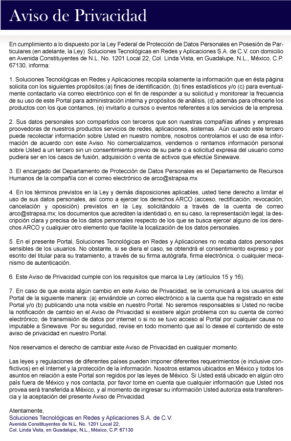 Aviso de Privacidad 